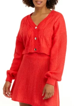 Best deal 🥰 Cabana by Crown & Ivy™ Juniors' Cable Cropped Cardigan 🌟 -Champion® Sales Store Belk 1264