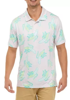 Best Sale 😉 Cabana by Crown & Ivy™ Short Sleeve Tropical Print Polo 👚 Shirt 🎉 -Champion® Sales Store Belk 1298