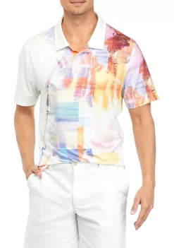 Best Sale 😉 Cabana by Crown & Ivy™ Short Sleeve Tropical Print Polo 👚 Shirt 🎉 -Champion® Sales Store Belk 1300