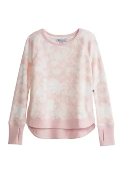 Wholesale 😉 Cabana by Crown & Ivy™ 👧 Girls 4-6x Long Sleeve Round Hem Waffle Knit T-Shirt 😀