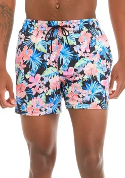 Outlet 👏 Cabana by Crown & Ivy™ Tropical Print Hibiscus Hula Swim Trunks 🎁