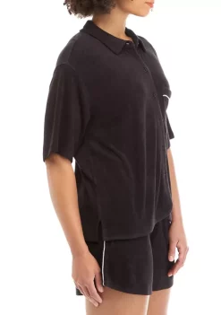 Hot Sale 🛒 Cabana by Crown & Ivy™ Juniors' Terry Button Down 👚 Shirt 🎉 -Champion® Sales Store Belk 1360