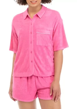 Hot Sale 🛒 Cabana by Crown & Ivy™ Juniors' Terry Button Down 👚 Shirt 🎉 -Champion® Sales Store Belk 1362