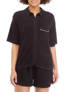 Hot Sale 🛒 Cabana by Crown & Ivy™ Juniors' Terry Button Down 👚 Shirt 🎉 -Champion® Sales Store Belk 1363