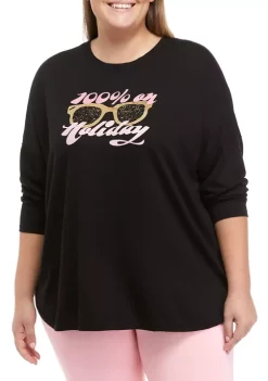 Top 10 💯 Cabana by Crown & Ivy™ Plus Size Long Sleeve Graphic T-Shirt 🤩