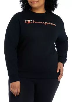 Top 10 👏 Champion® Plus Size Power Blend Crew Neck Sweatshirt 👏