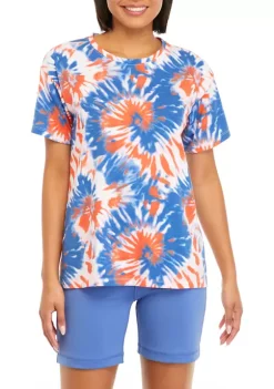 Outlet ⭐ Cabana by Crown & Ivy™ Short Sleeve Oversized Tie Dye Graphic T-Shirt 😉 -Champion® Sales Store Belk 1584