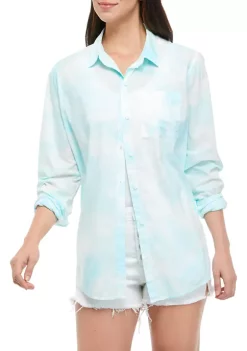 Promo ✔️ Cabana by Crown & Ivy™ Juniors' Long Sleeve Cotton Voile Top 🤩