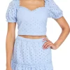 Outlet 🛒 Cabana by Crown & Ivy™ Juniors' Eyelet Puff Sleeve Crop Top ✨ -Champion® Sales Store Belk 1849