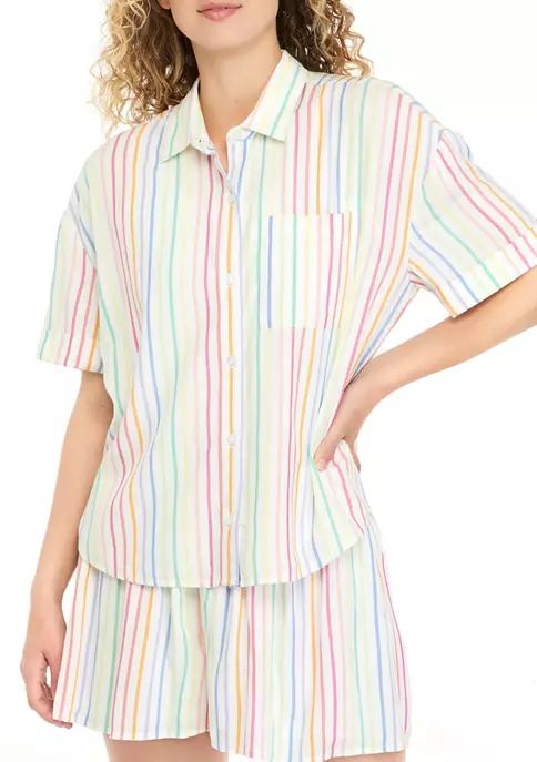 Deals 🎁 Cabana by Crown & Ivy™ Juniors' Short Sleeve Woven Button Down 👚 Shirt ❤️ 6 Deals 🎁 Cabana by Crown & Ivy™ Juniors' Short Sleeve Woven Button Down 👚 Shirt ❤️ - Image 4