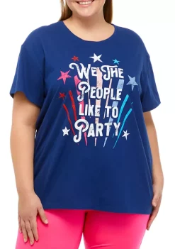 Best Pirce 🤩 Cabana by Crown & Ivy™ Plus Size Short Sleeve Oversized Graphic T-Shirt 💯