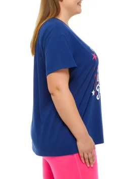 Best Pirce 🤩 Cabana by Crown & Ivy™ Plus Size Short Sleeve Oversized Graphic T-Shirt 💯 -Champion® Sales Store Belk 1954