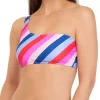 Hot Sale 😉 Cabana by Crown & Ivy™ Multi Stripe One Shoulder Swim Top 😍 -Champion® Sales Store Belk 1965