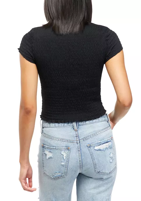 Deals 🤩 Cabana by Crown & Ivy™ Juniors' Short Sleeve Smocked T-Shirt 💯 4 Deals 🤩 Cabana by Crown & Ivy™ Juniors' Short Sleeve Smocked T-Shirt 💯 - Image 2