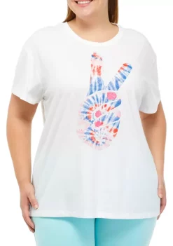 Coupon 💯 Cabana by Crown & Ivy™ Plus Size Short Sleeve Oversized Graphic T-Shirt 💯