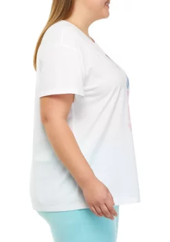 Coupon 💯 Cabana by Crown & Ivy™ Plus Size Short Sleeve Oversized Graphic T-Shirt 💯 -Champion® Sales Store Belk 2045