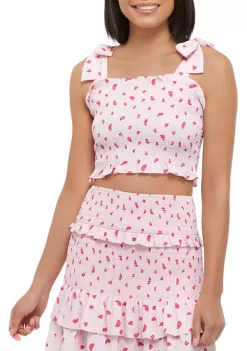 Best Sale ⭐ Cabana by Crown & Ivy™ Juniors' Smocked Ruffle Top 🤩