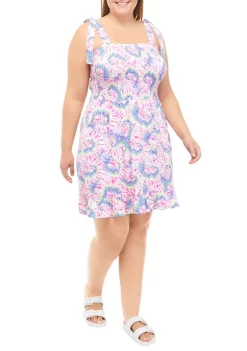 Best Pirce 🔔 Cabana by Crown & Ivy™ Plus Size Tie Dye Smocked Knit 👗 Dress 🛒