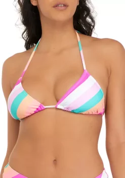 Budget 😀 Cabana by Crown & Ivy™ Multi Stripe Triangle 👙 Bikini Swim Top 🔥 -Champion® Sales Store Belk 2168