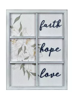 Coupon 💯 New View Everyday Home- Framed Art with Raised Words- Faith, Hope, Love 🔔