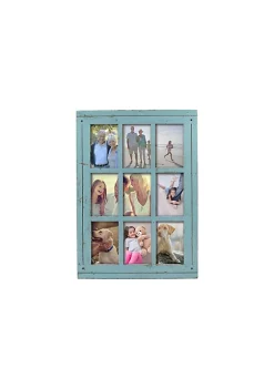 Cheap 🔥 New View Homestead Distressed Wood istressed Blue 9-Opening Collage Picture Frame, for 4"x6" Photos 🛒