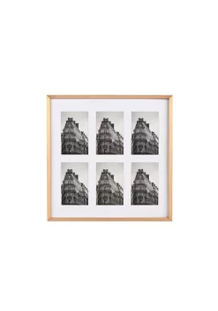 Buy ๐ฏ New View 6-Opening Beveled Metal 16.25" X 16.25" Wall Hanging Collage Picture Frame in Gold โ๏ธ
