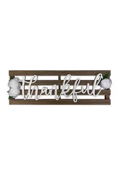 Hot Sale ❤️ New View Thankful Plank Plaque with Faux Flower Details 🧨