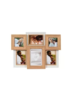 New ✔️ New View 6-Opening 19" X 14.5" Two-Toned Multi-Sized Picture Frame Collage, Displays Two 4x4, Three 4x6 and One 5x7, White-Gold 🤩