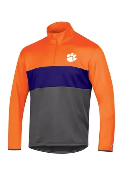 Promo ✔️ Champion® NCAA Clemson Tigers Quarter Zip Fleece Pullover 🎁